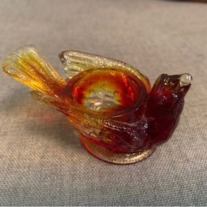 Degenhart glass amberina bird salt dip